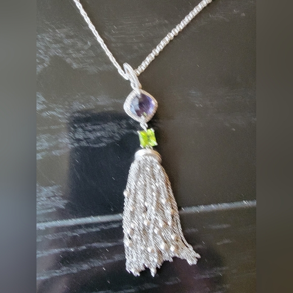 STERLING SILVER AMETHYST AND PERIDOT NECKLACE - Picture 2 of 5